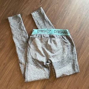 Gymshark Flex Leggings - Charcoal Marl/Dusky Teal MEDIUM